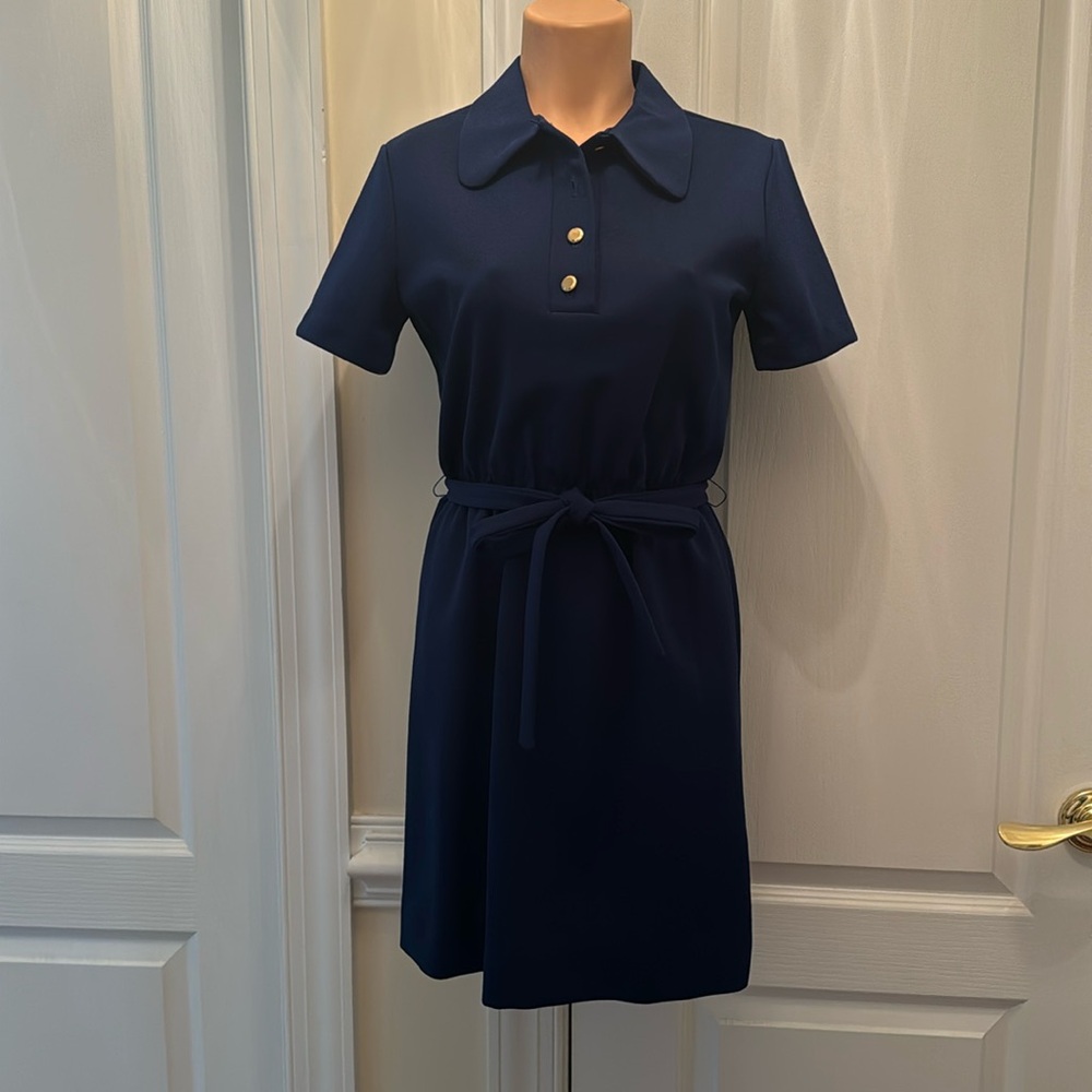 HERITAGE Vintage 1970s Mary Tyler Moore Style Dress Blue Sz 10 Fits 2/4 EUC lcsr